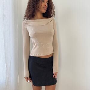 Vintage Castelbajac beige embellished off-shoulder top (S)